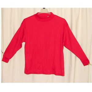 Vtg International Sportswear Mock Neck Pullover TOP, Plus Sz 2X, Red